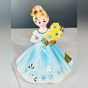 Josef Originals Gemstone Calendar Girl, March, Aquamarine, Original Stickers